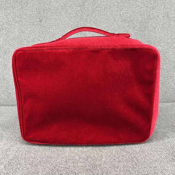 Estée Lauder Red Velvet Star Cosmetic Travel Train Bag Gold Zipper Recycled - Picture 3 of 14